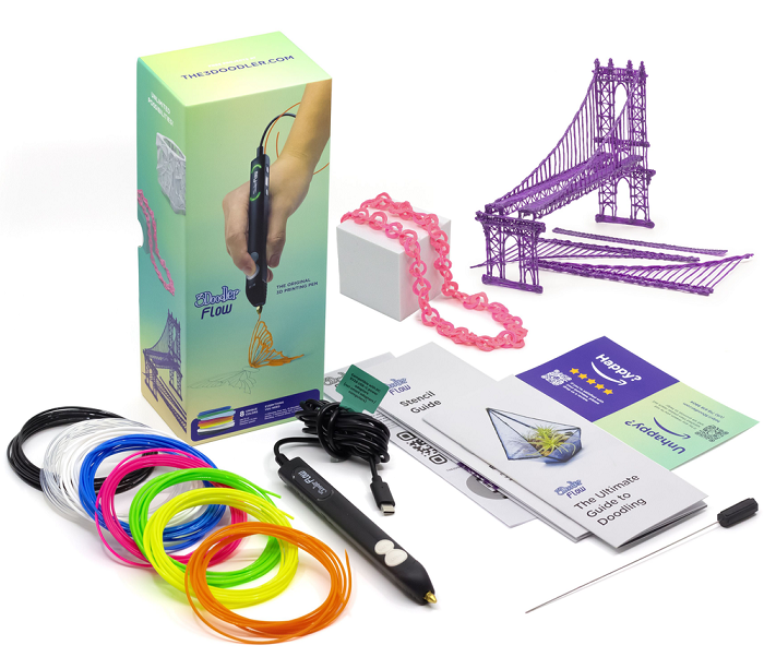 3Doodler 3DFLOW-US Flow Essentials 3D Printing Pen Set with FREE