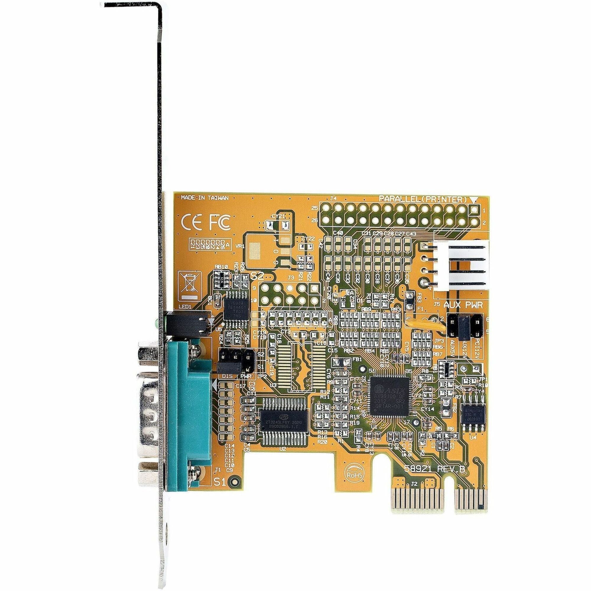 StarTech 1-Port PCI Express Serial Card, PCIe to RS232 (DB9) Interface ...