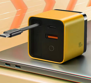 3 in 1 GaN Charger Scalable 80W Max USB-C Fast Charger with Retractable USB-C Cord