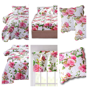 DaDa Bedding Bed in a Bag Bundle Set - Romantic Roses Lovely Blooming Floral Bedding Set (JHW-879)