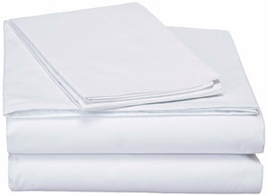 DaDa Bedding White Soft Fitted & Flat Bed Sheets w/ Pillow Cases Set (FSFS098765)