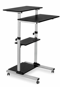 Mount-It! Height Adjustable Rolling Stand up Desk with FREE Wireless Keyboard & Mouse Combo