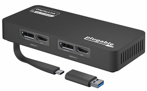 Plugable Technologies 4K DisplayPort and HDMI Dual Monitor Adapter for USB & USB-C