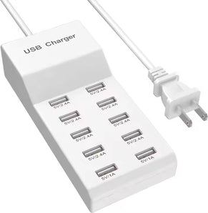 Smart USB Charger 10-Port USB Charging Station for Multi Devices 50W USB Hub Adapter