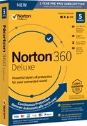 Symantec Norton 360 Deluxe 1-Year Subscription with School Time for Up to 5 Devices (Download)